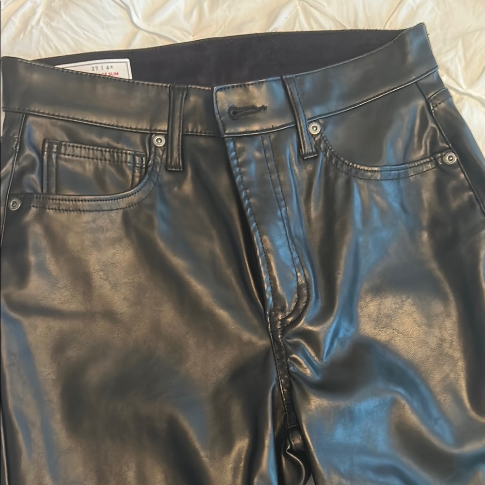 Black Leather Women Jeans